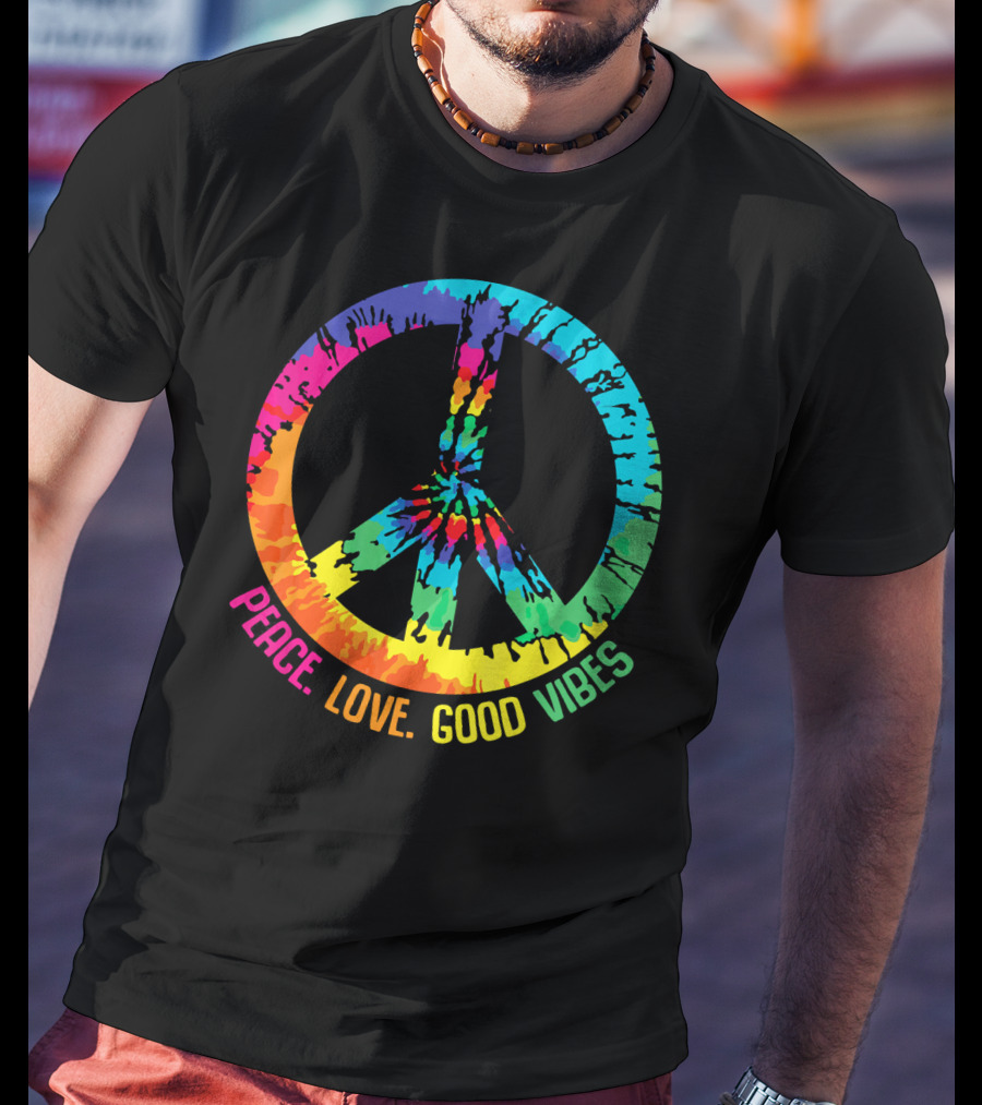Tie Dye Peace Sign Love Good Vibes T-Shirt