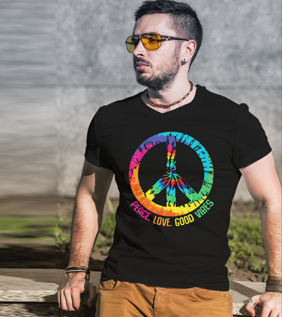 Tie Dye Peace Sign Love Good Vibes T-Shirt