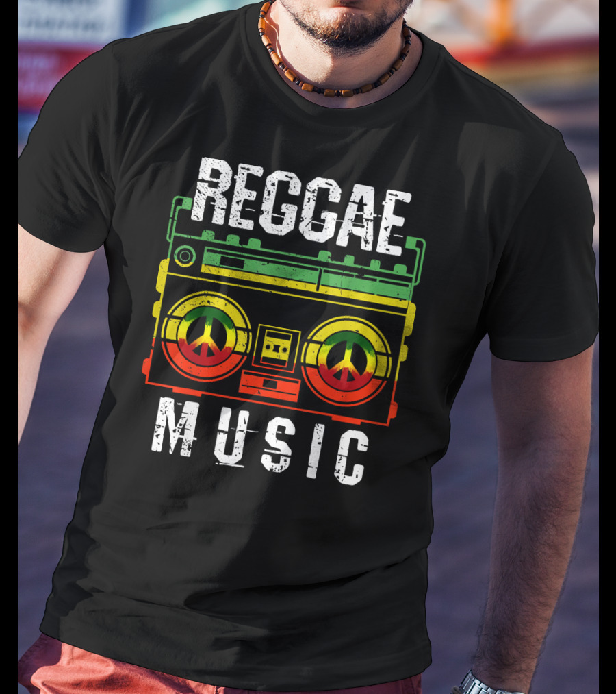 Reggae Music Peace Boombox Mens One Love T-Shirt
