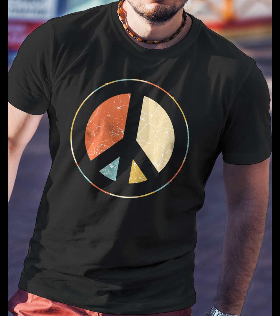 Peace Symbol Retro Tie Dye 60s 70s Hippie T-Shirt