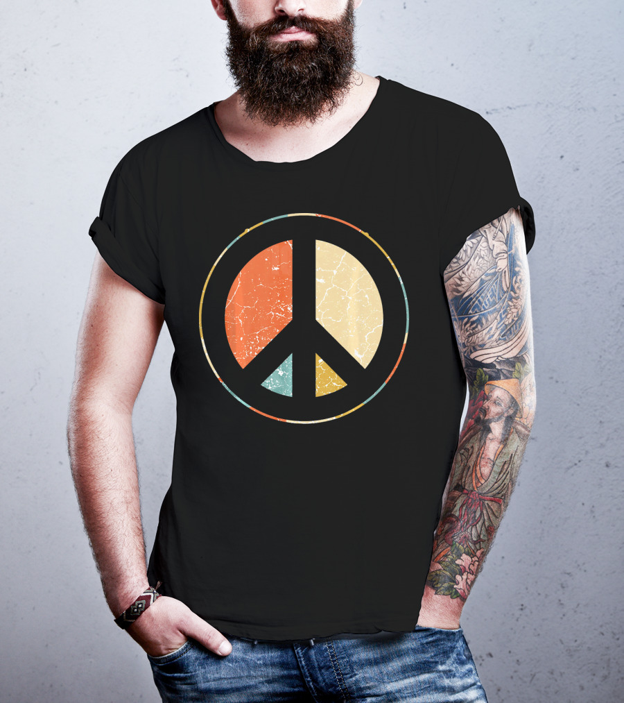 Peace Symbol Retro Tie Dye 60s 70s Hippie T-Shirt