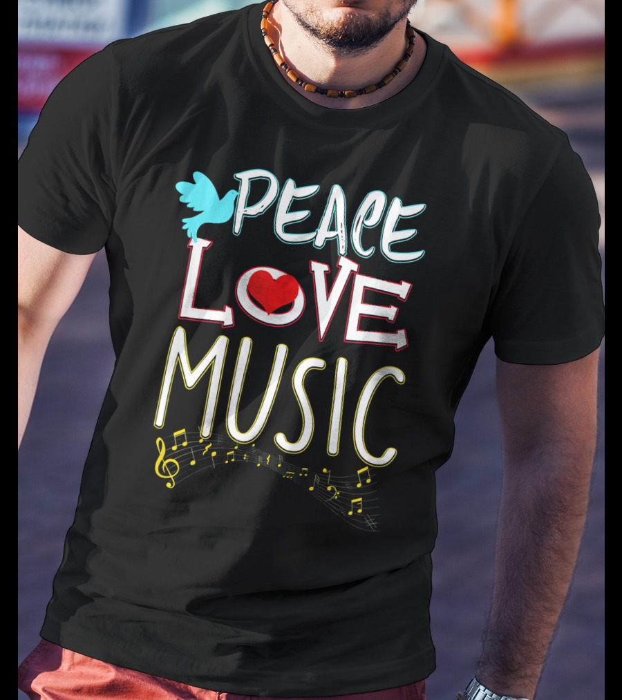 Peace Love Music Cute Hippie Hipster Festival T-Shirt