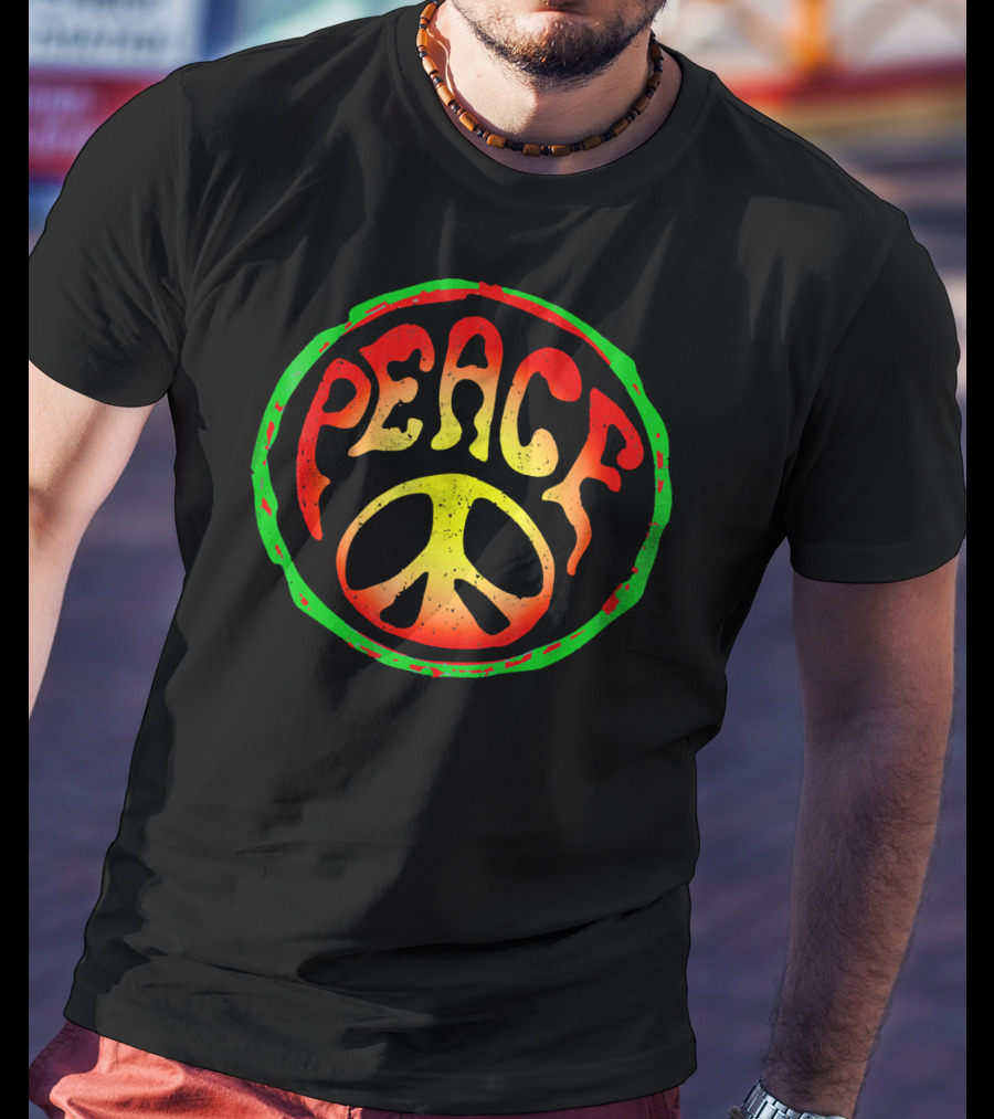 Rasta Peace Sign 60s Hippie T-Shirt