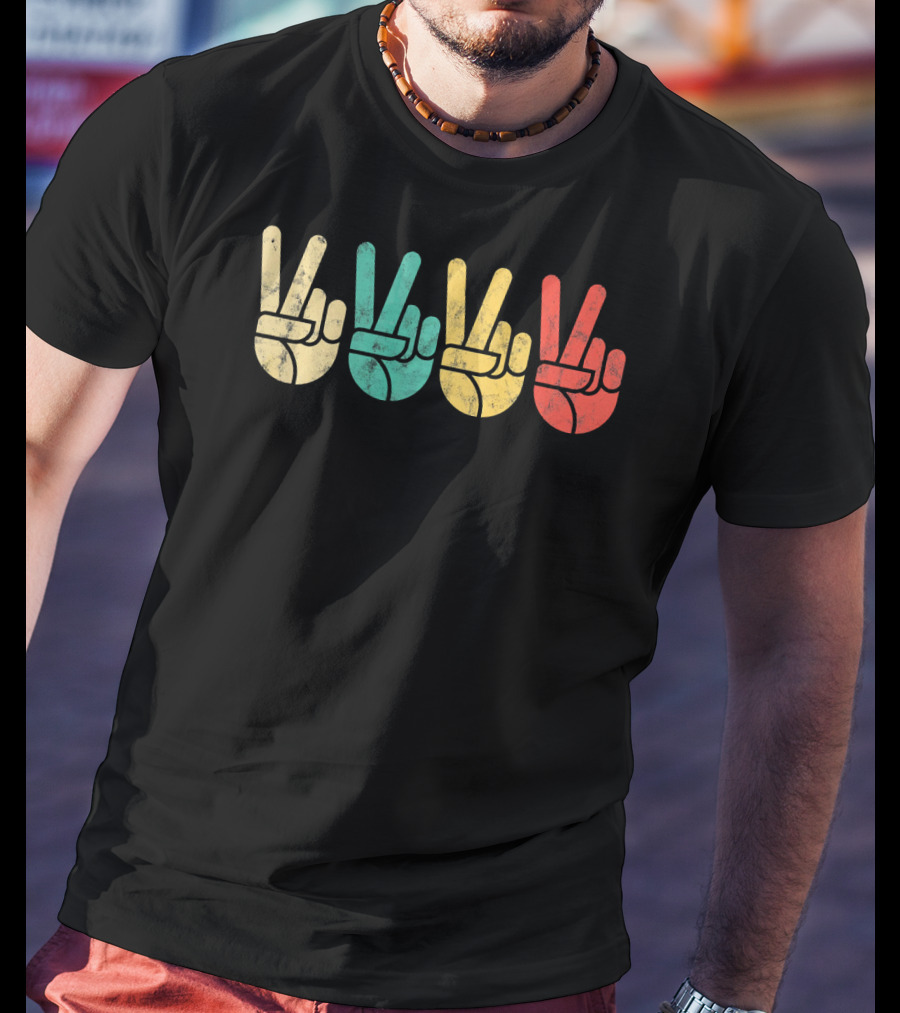 Retro Peace Sign Love 60s 70s Vintage Vibe T-Shirt