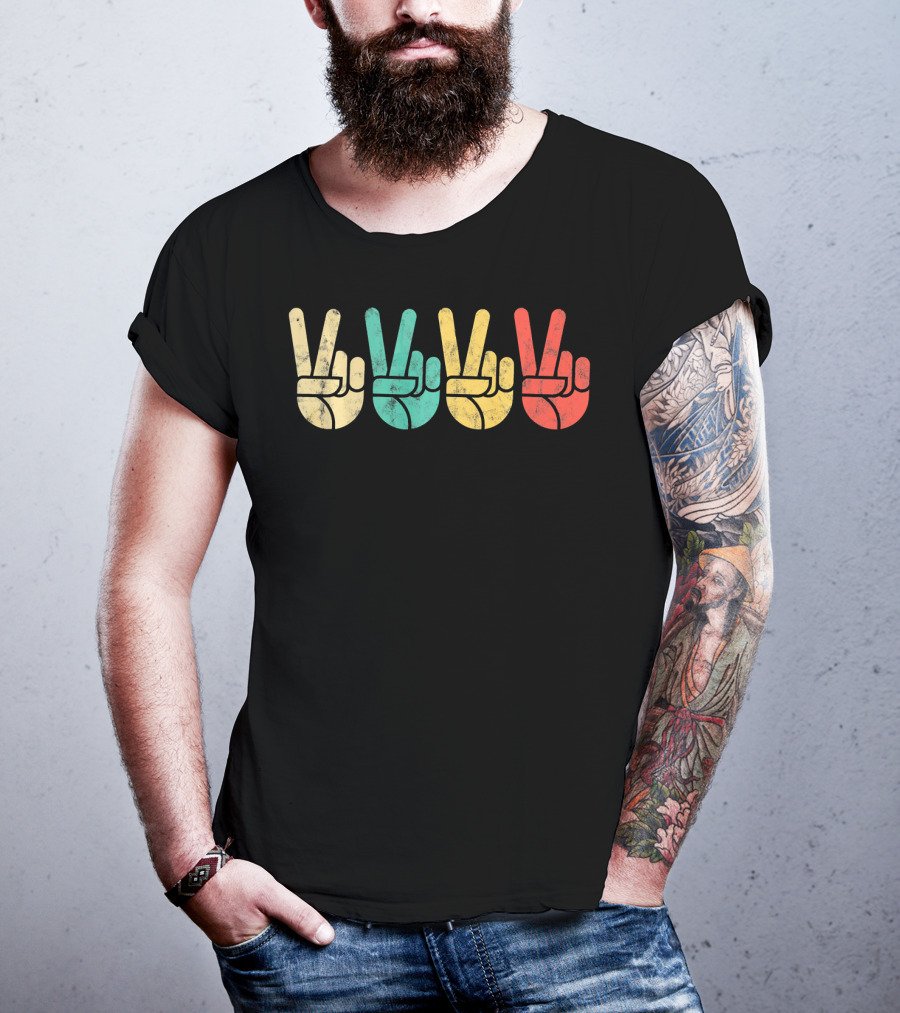 Retro Peace Sign Love 60s 70s Vintage Vibe T-Shirt
