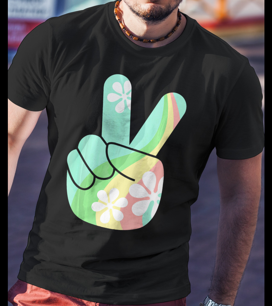 Retro Vintage Peace Sign Hippie 70s Flower Power Vibes T-Shirt