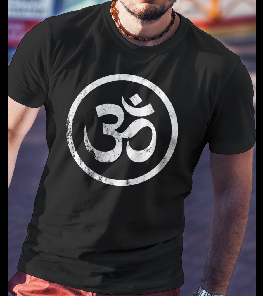 Distressed Om Symbol Namaste Meditation Emblem T-Shirt