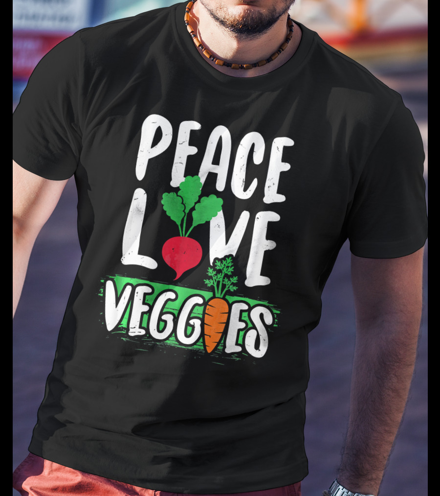 Peace Love Veggies Vegetarian Carrot And Radish T-Shirt