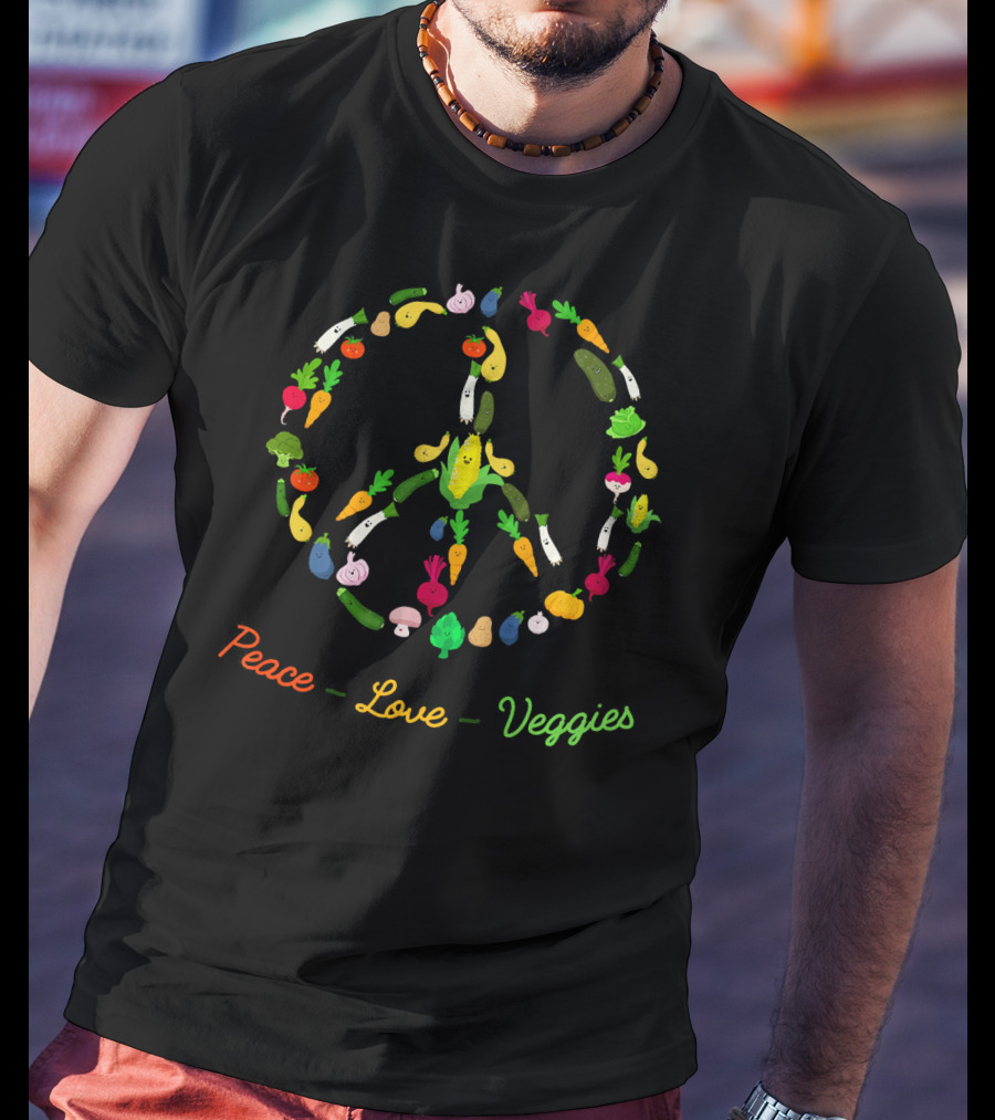 Peace Love Veggies Funny Vegetarian T-Shirt