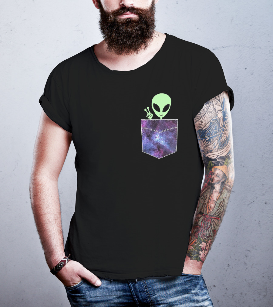 Alien Pocket UFO From Cosmic Galaxy Peace T-Shirt
