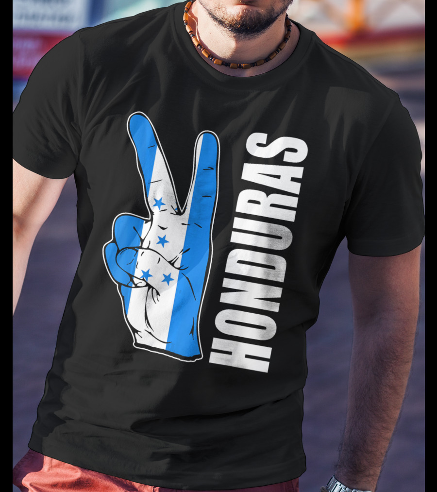 Peace In Honduras Love Hondura Honduran Flag V Sign T-Shirt