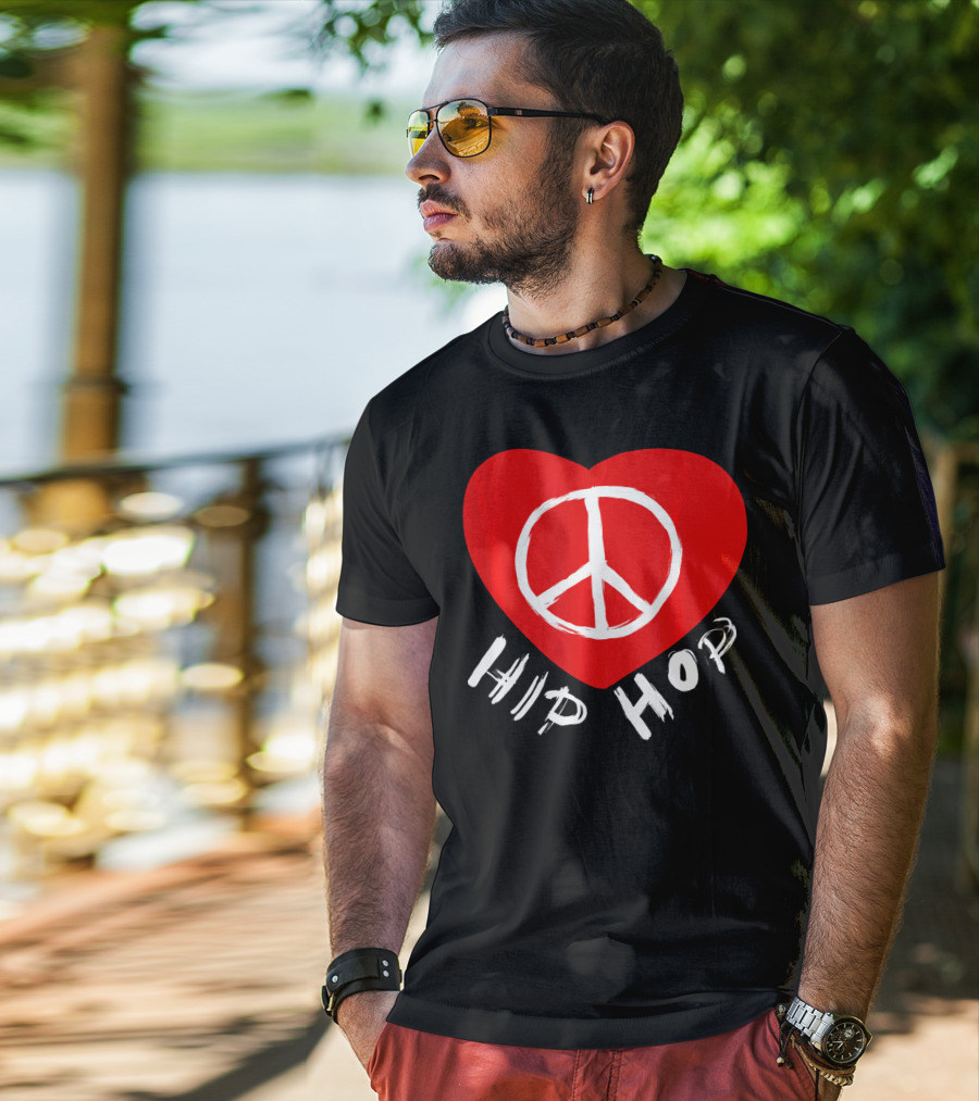Love Peace Hip Hop Heart Icon For Dancing Enthusiasts T-Shirt