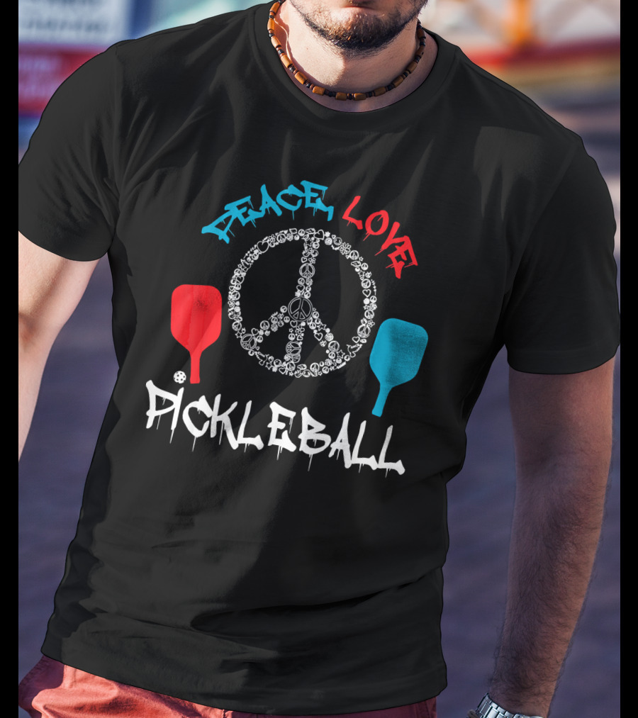 Peace Love Pickleball Funny Player T-Shirt