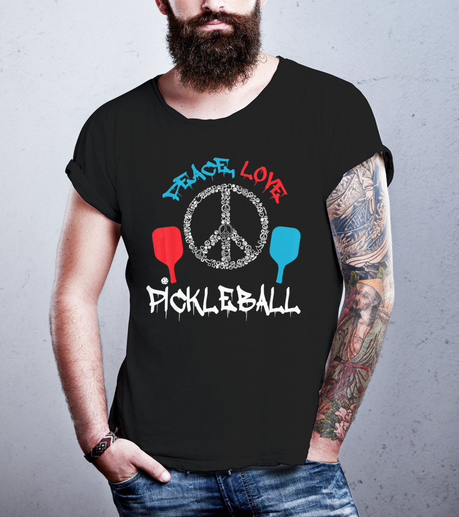 Peace Love Pickleball Funny Player T-Shirt