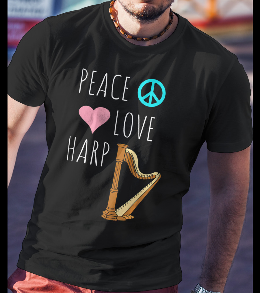 Peace Love Harp Player Musician Harpist T-Shirt