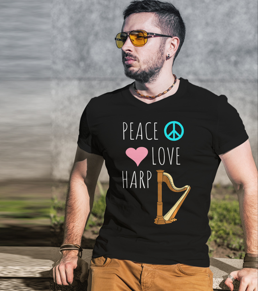 Peace Love Harp Player Musician Harpist T-Shirt