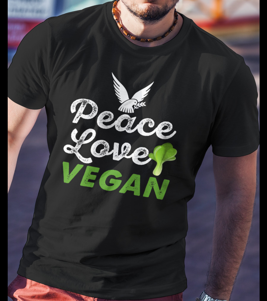Peace Love Vegan Dove Leaf T-Shirt