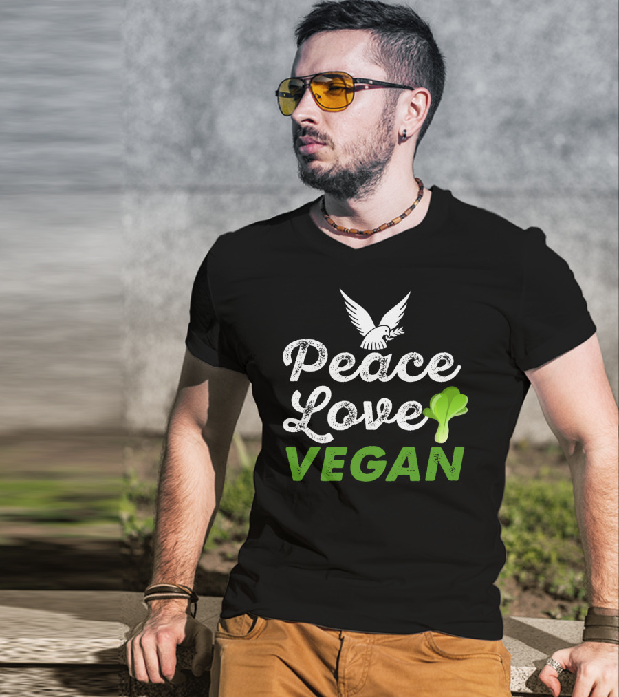 Peace Love Vegan Dove Leaf T-Shirt