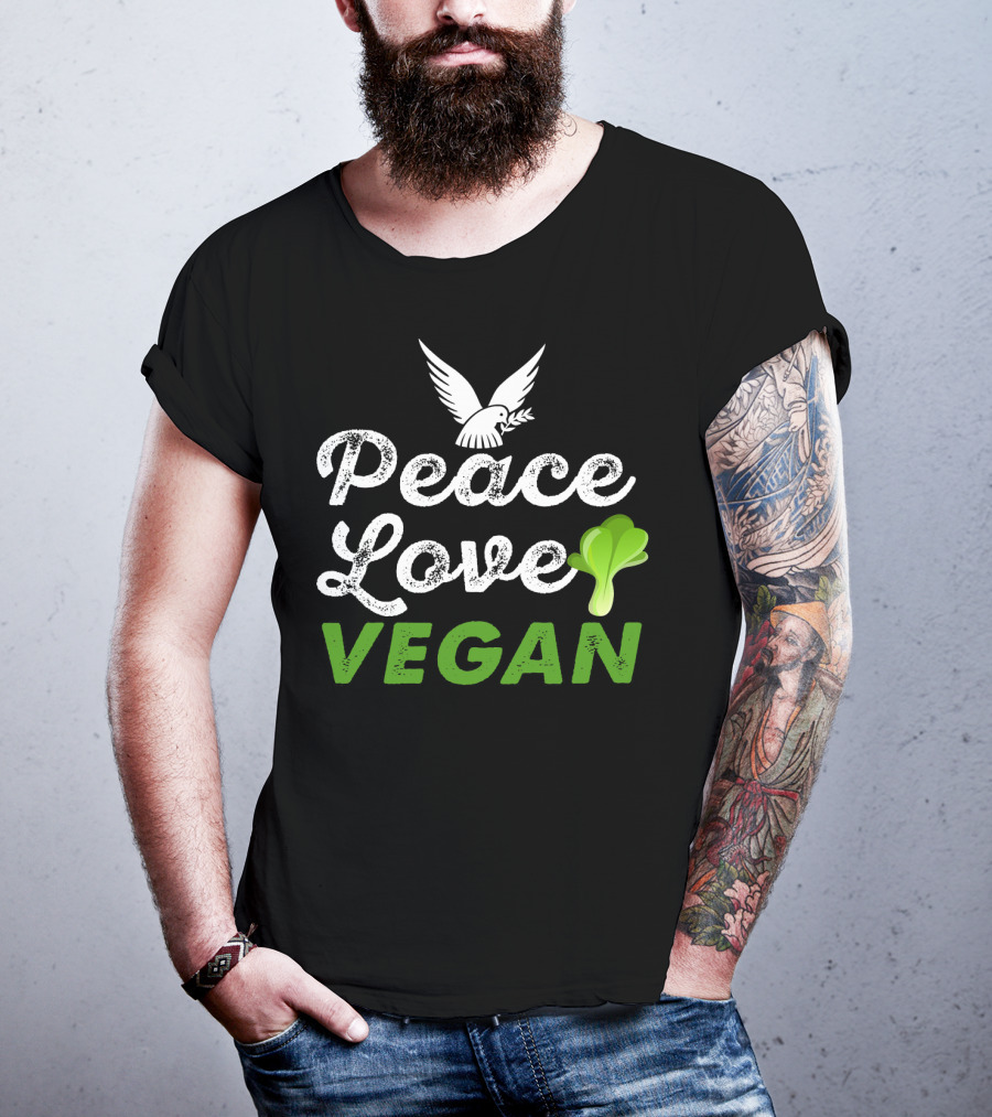 Peace Love Vegan Dove Leaf T-Shirt