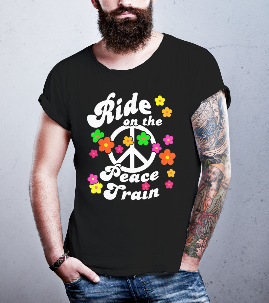 Ride On The Peace Train Flower Power T-Shirt