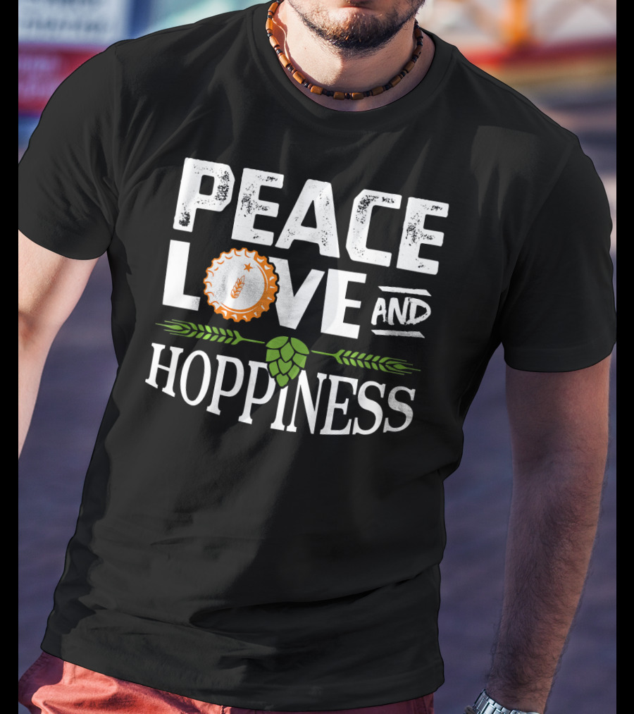 Peace Love And Hoppiness Craft Beer IPA Cappuccino Cup Wheat Symbol Hops T-Shirt