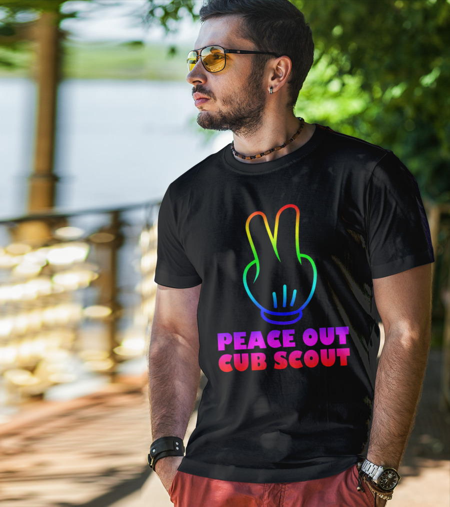 Peace Out Cub Scout Rainbow Hand Gesture T-Shirt
