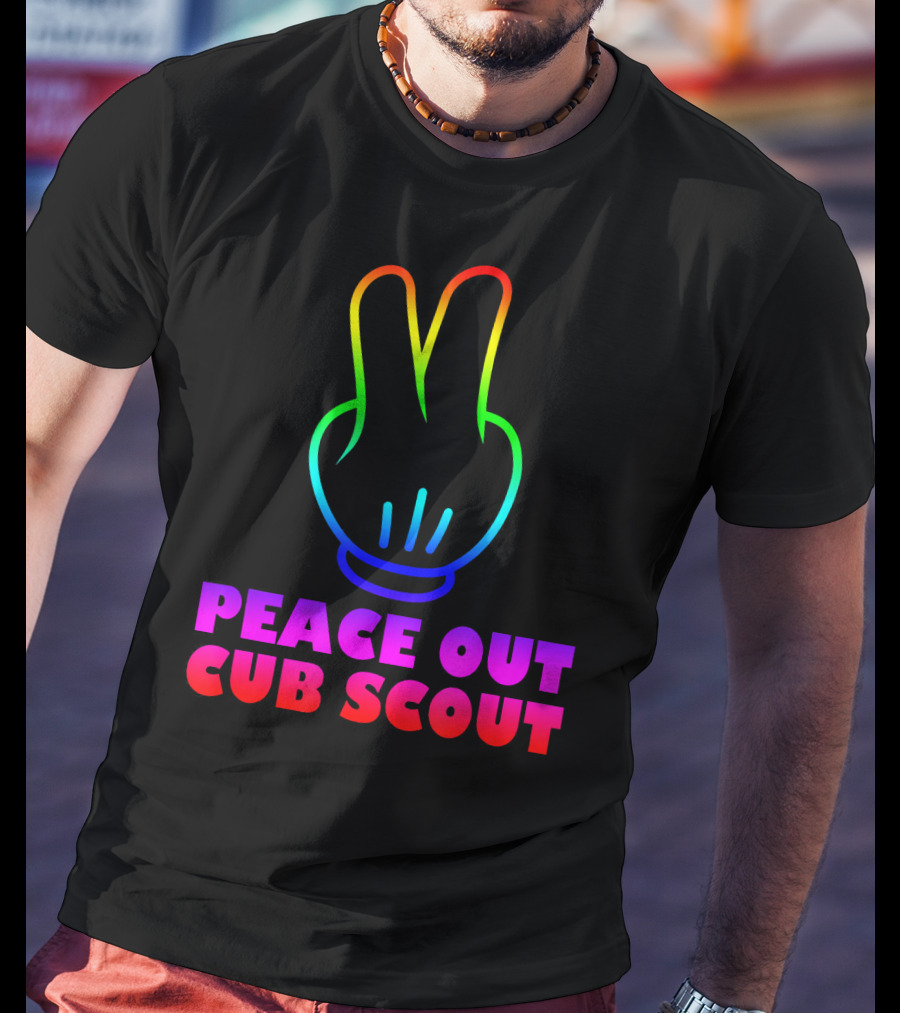 Peace Out Cub Scout Rainbow Hand Gesture T-Shirt