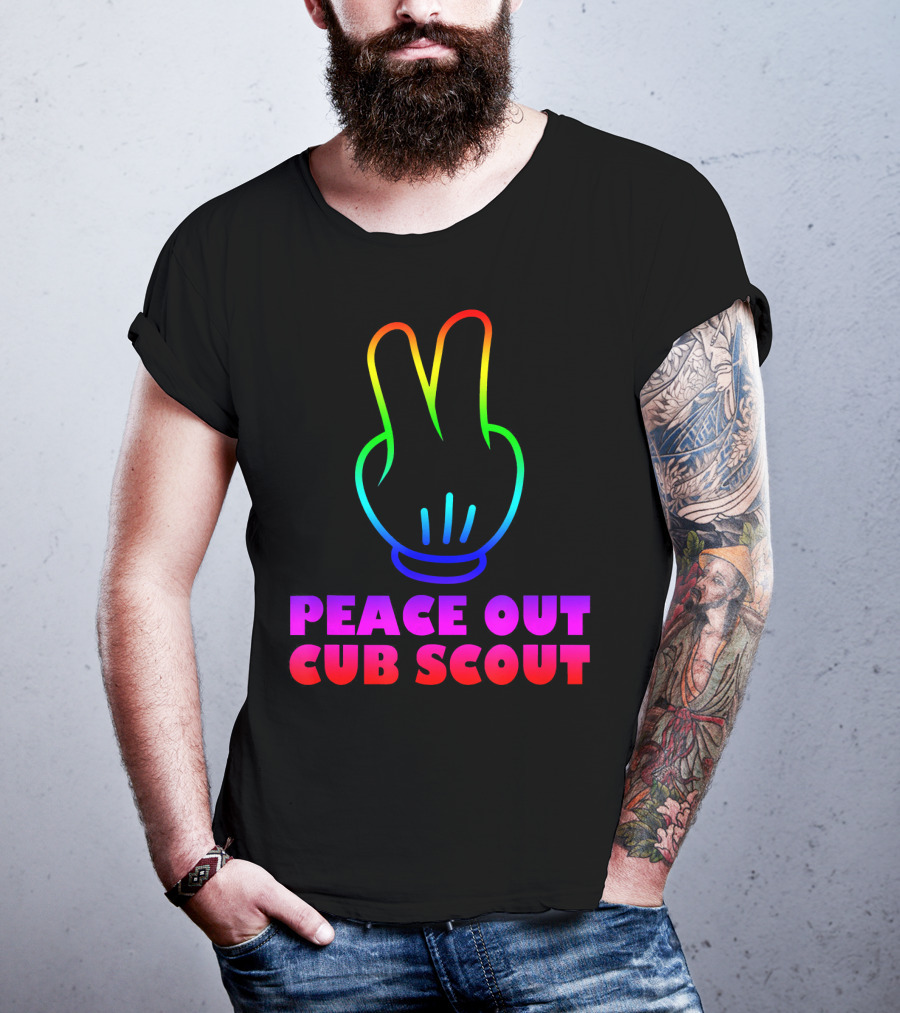 Peace Out Cub Scout Rainbow Hand Gesture T-Shirt