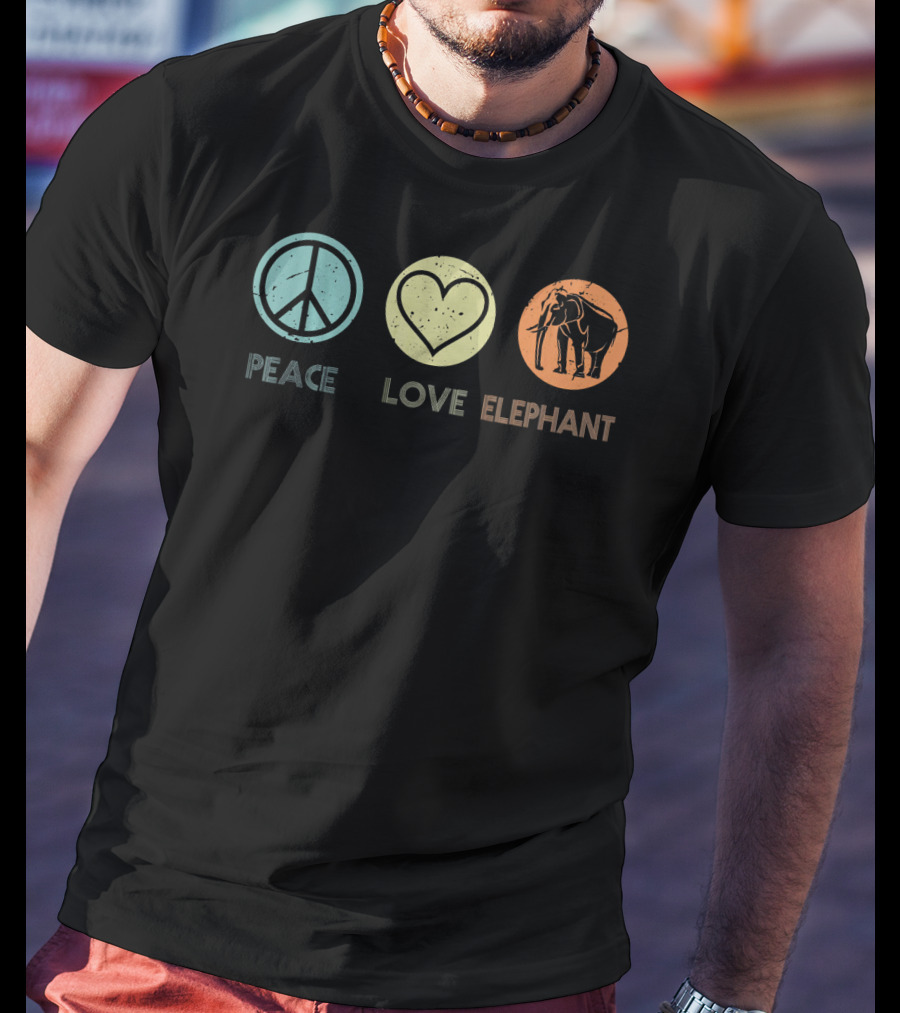 Peace Love Elephant Vintage T-Shirt