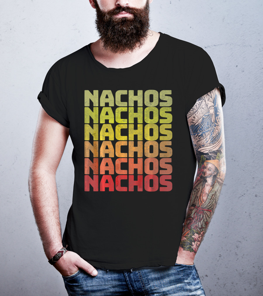 Nachos Retro Funny Tuesday Tacos Repeated Nachos Text T-Shirt