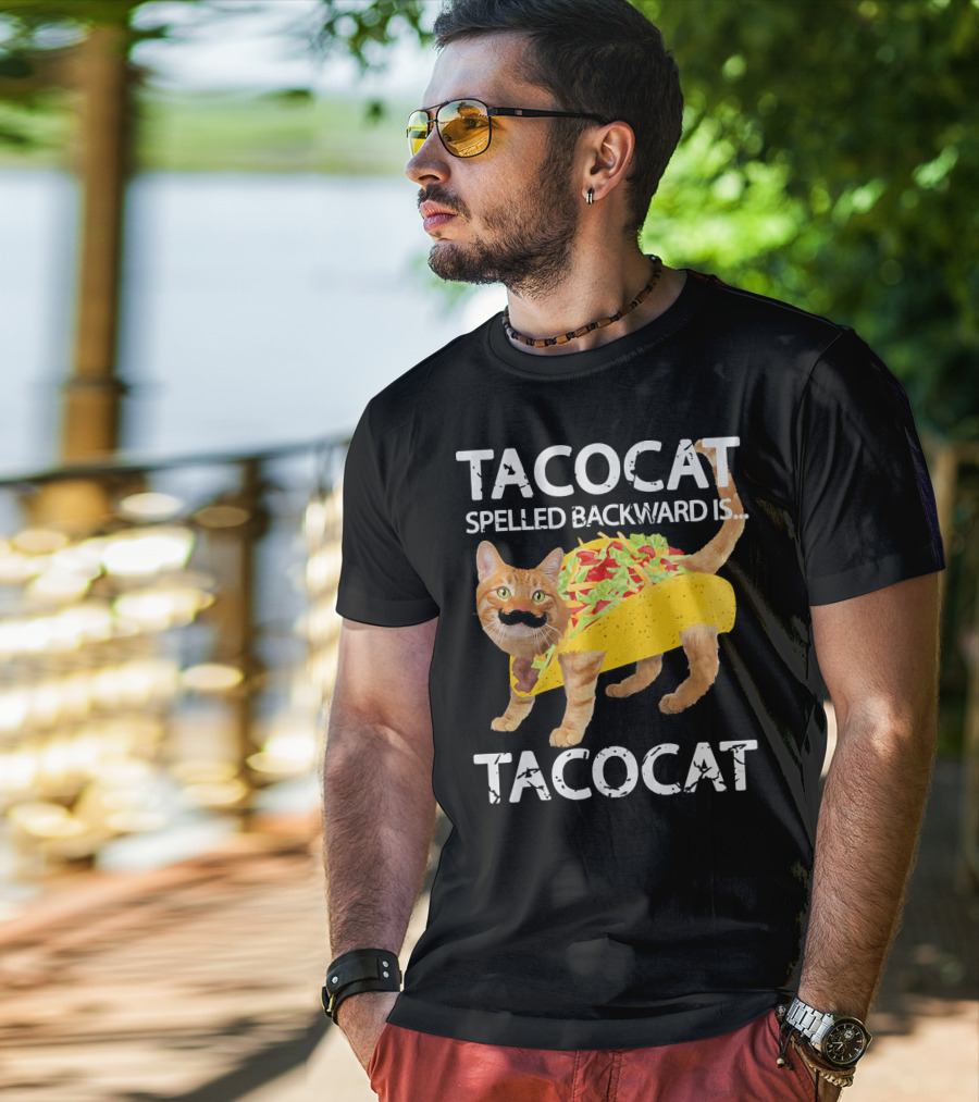 Tacocat Spelled Backward Is Tacocat Funny Cat Taco Lover T-Shirt