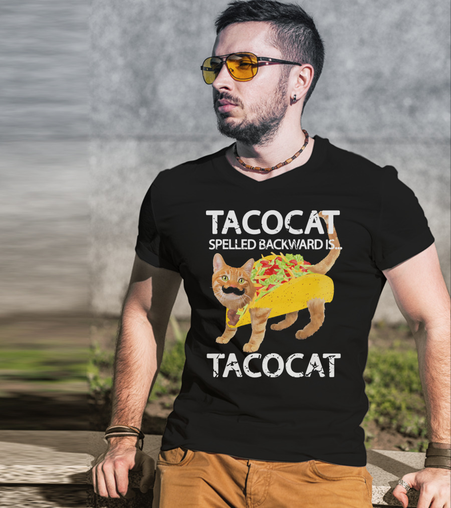 Tacocat Spelled Backward Is Tacocat Funny Cat Taco Lover T-Shirt