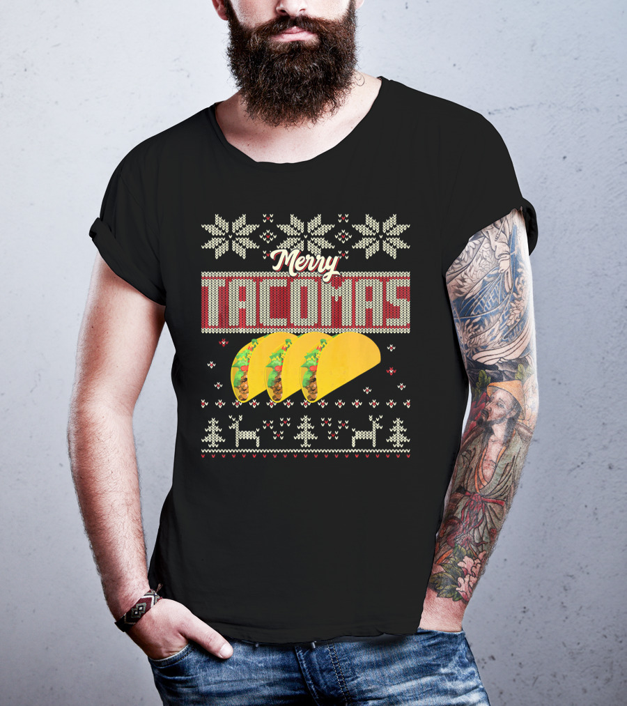 Merry Tacomas Ugly Christmas Sweater Taco Knit T-Shirt