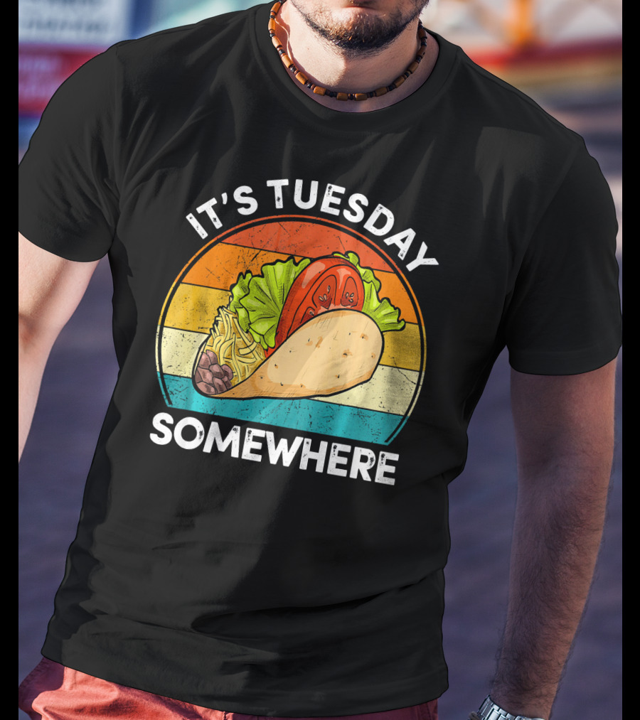 It's Tuesday Somewhere Vintage Taco Retro Stripes T-Shirt