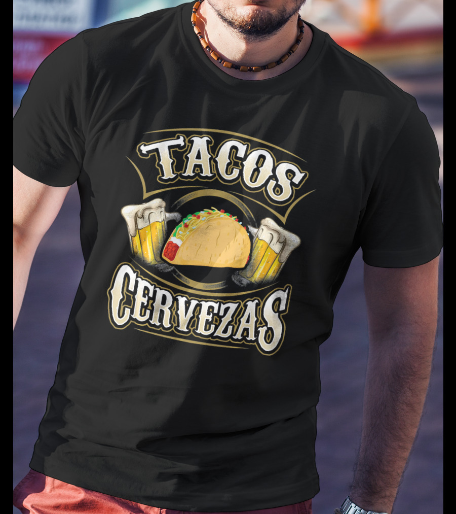 Tacos Cervezas With Taco And Beer Glasses T-Shirt