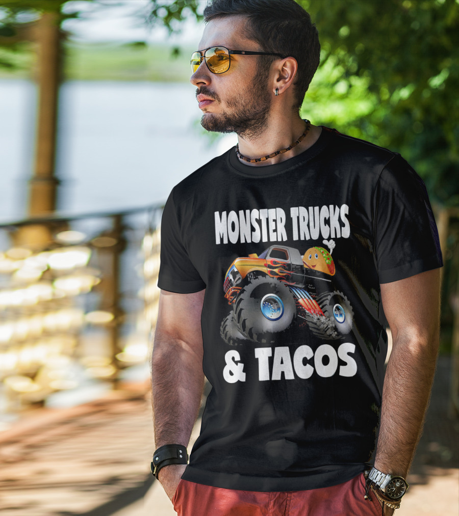 Monster Trucks And Tacos Funny Cute Taco Truck Adventure T-Shirt
