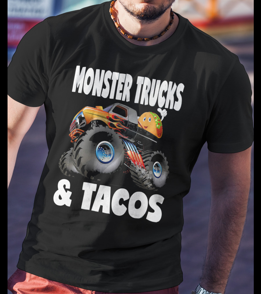 Monster Trucks And Tacos Funny Cute Taco Truck Adventure T-Shirt