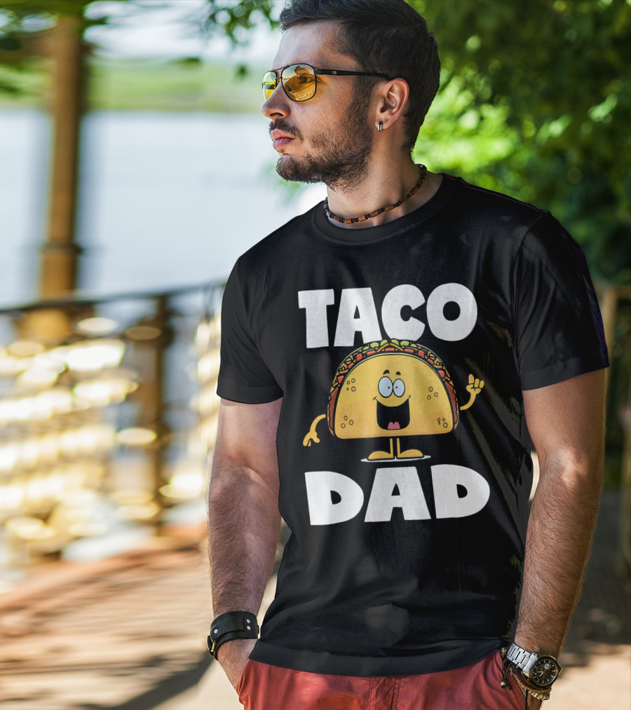 Taco Dad Funny Vintage Tacos Fathers Cartoon T-Shirt