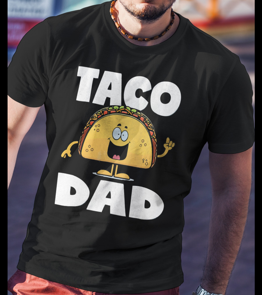 Taco Dad Funny Vintage Tacos Fathers Cartoon T-Shirt