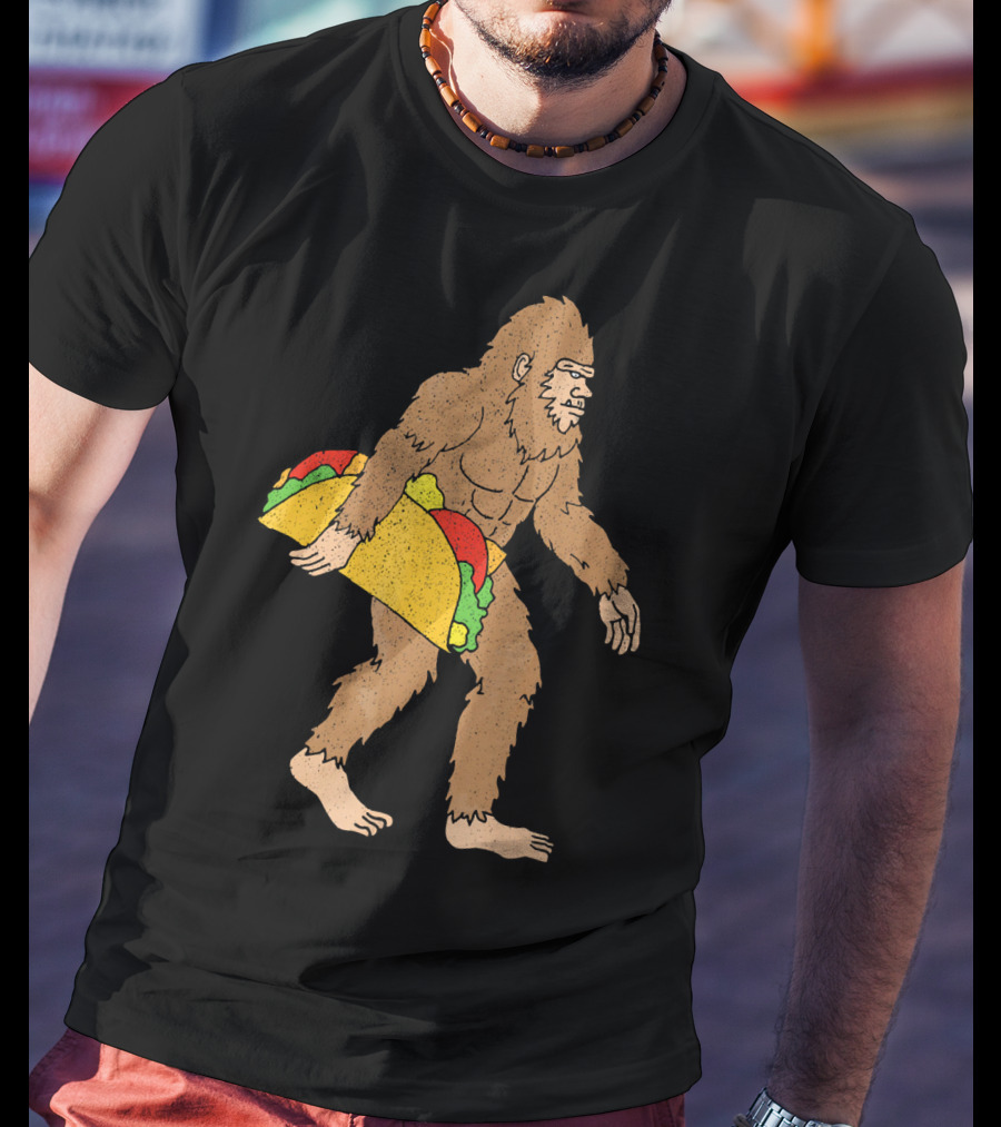 Funny Yetti Big Foot Taco Holding T-Shirt