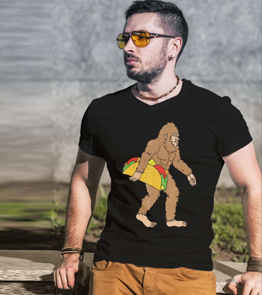 Funny Yetti Big Foot Taco Holding T-Shirt