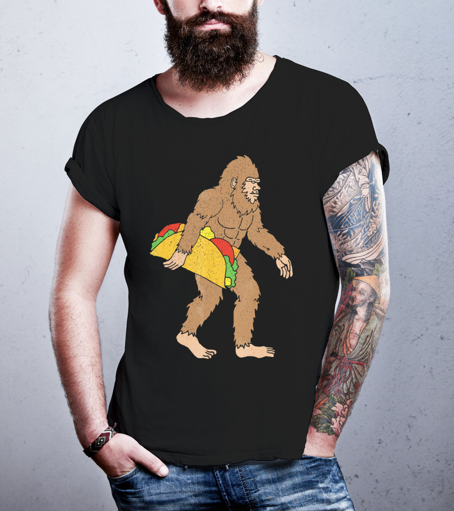 Funny Yetti Big Foot Taco Holding T-Shirt