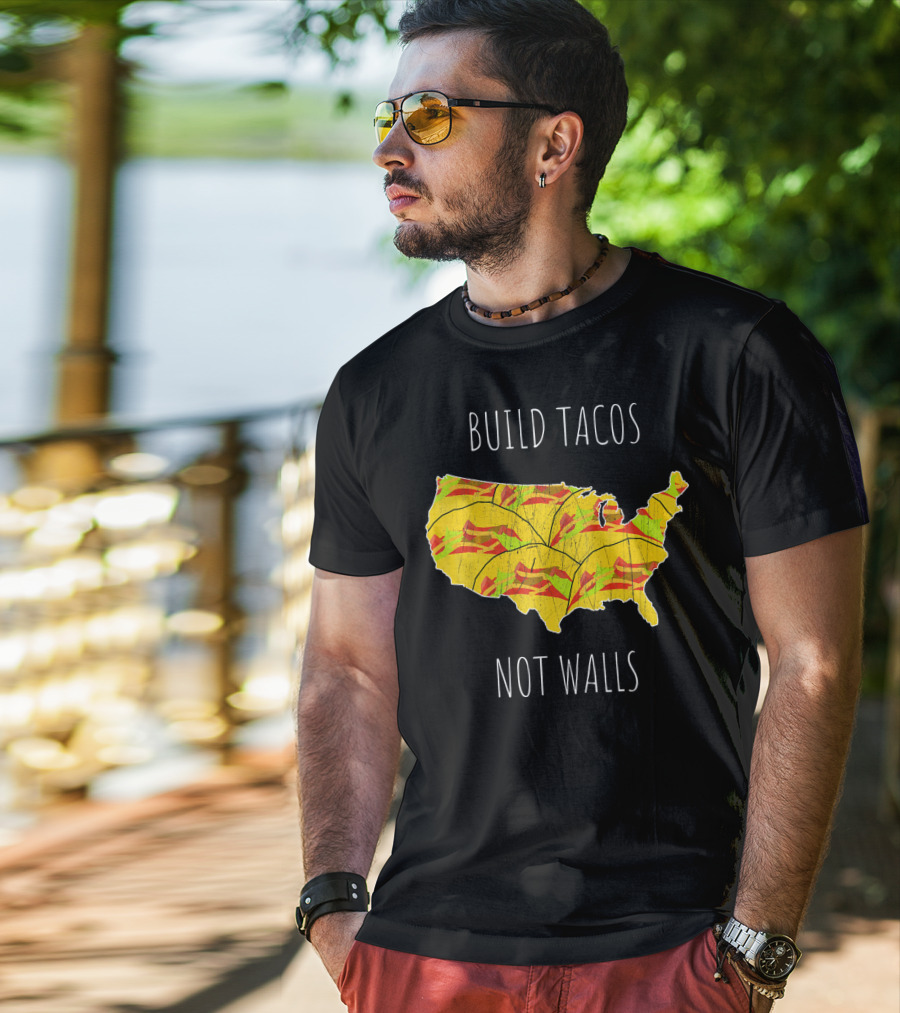 Build Tacos Not Walls USA Map T-Shirt