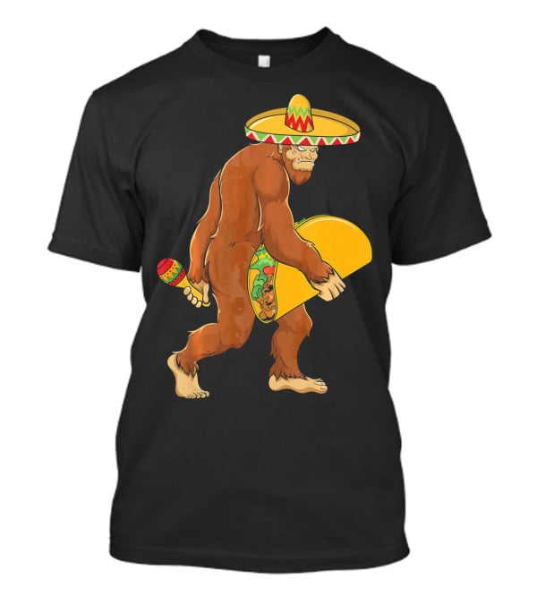 Bigfoot Cinco De Mayo Sombrero Taco Maraca T-Shirt