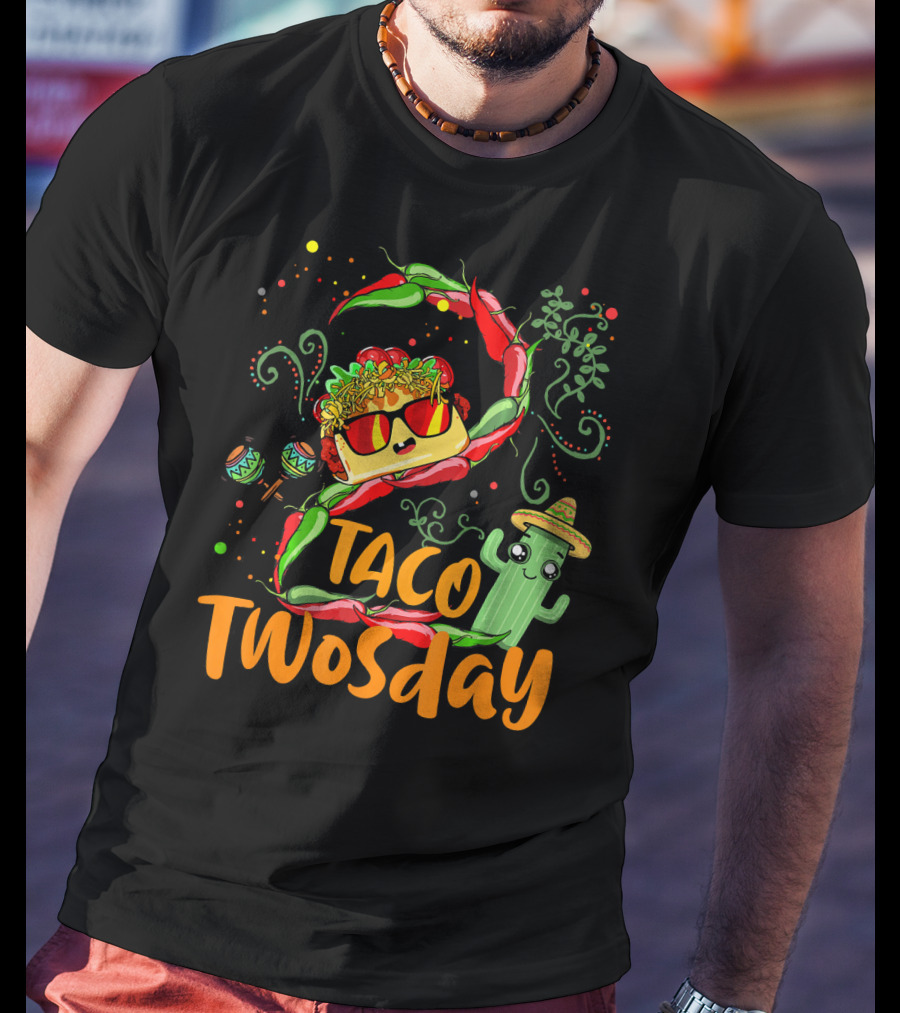 Taco Twosday 2nd Birthday Chili Hat Cactus Maracas T-Shirt