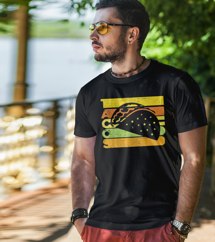 Vintage Retro Style Tacos Funny Ta Stripes Taco T-Shirt