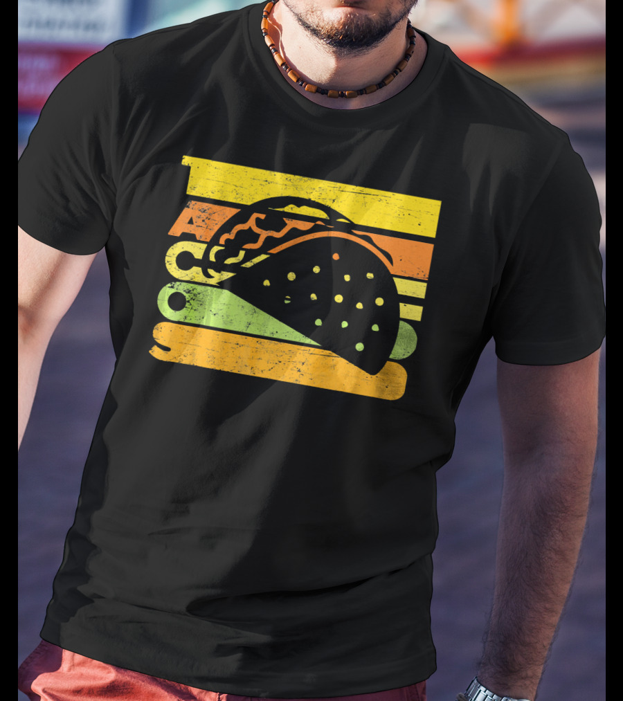 Vintage Retro Style Tacos Funny Ta Stripes Taco T-Shirt