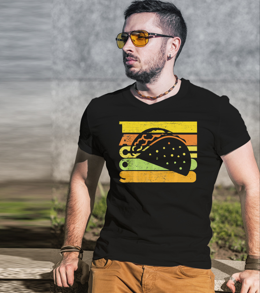 Vintage Retro Style Tacos Funny Ta Stripes Taco T-Shirt
