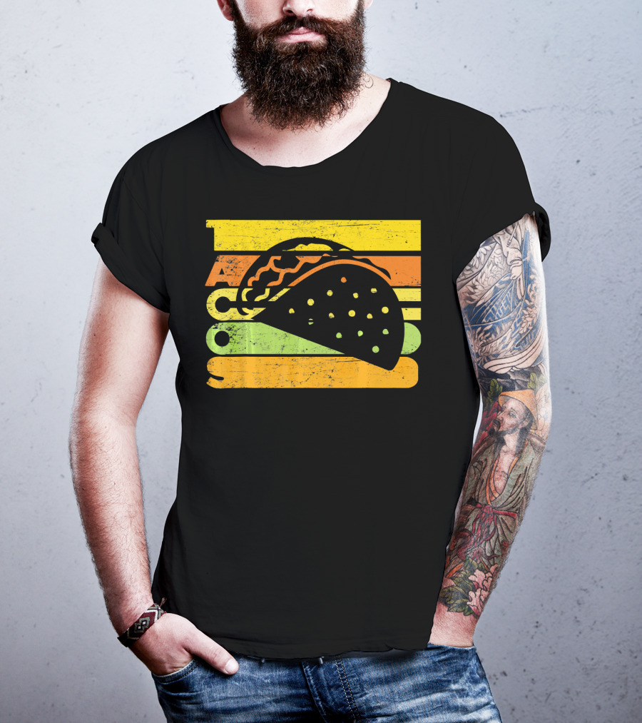 Vintage Retro Style Tacos Funny Ta Stripes Taco T-Shirt