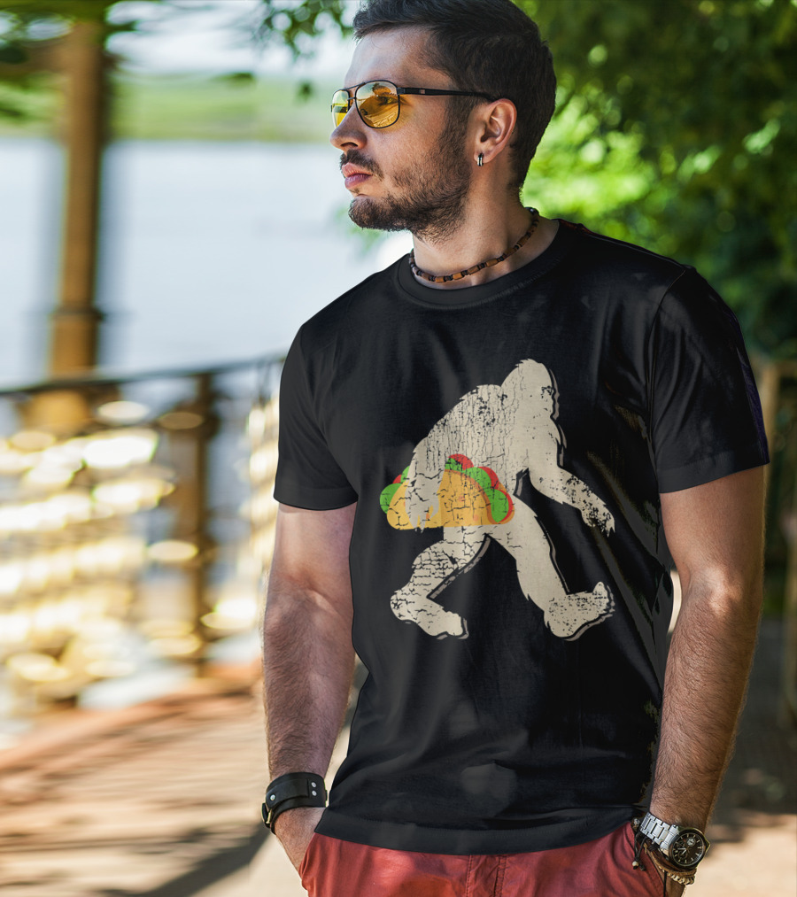 Sasquatch Bigfoot With Taco T-Shirt